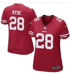 Women's San Francisco 49ers #28 Carlos Hyde Red Team Color Stitched NFL Limited Jersey