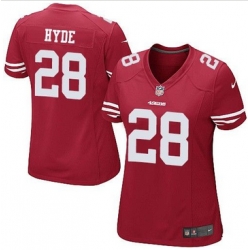 Women's San Francisco 49ers #28 Carlos Hyde Red Team Color Stitched NFL Limited Jersey