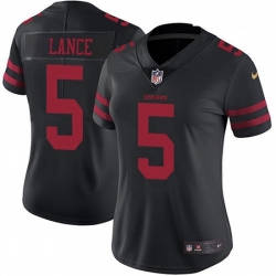 Women's San Francisco 49ers 5 Trey Lance Black Alternate Stitched NFL Vapor Untouchable Limited Jersey