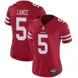 Women's San Francisco 49ers 5 Trey Lance Red Team Color Stitched NFL Vapor Untouchable Limited Jersey