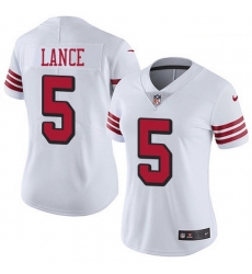 Women's San Francisco 49ers 5 Trey Lance White Stitched NFL Limited Rush Jersey