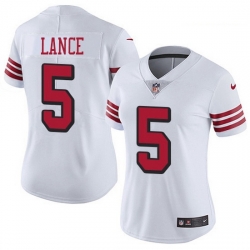 Women's San Francisco 49ers 5 Trey Lance White Stitched NFL Limited Rush Jersey