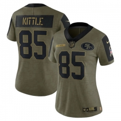 Women's San Francisco 49ers 85 George Kittle Olive 2021 Salute To Service Limited Player Jersey
