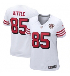 Women's San Francisco 49ers 85 George Kittle White 75th Anniversary Jersey