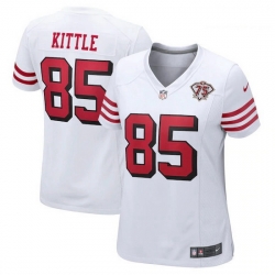 Women's San Francisco 49ers 85 George Kittle White 75th Anniversary Jersey