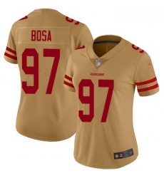 Women's San Francisco 49ers #97 Nick Bosa Gold Stitched Football Limited Inverted Legend Jersey