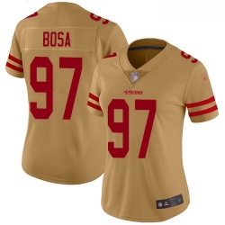 Women's San Francisco 49ers #97 Nick Bosa Gold Stitched Football Limited Inverted Legend Jersey
