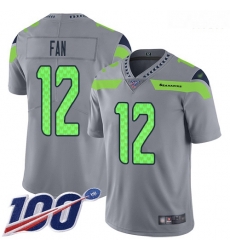Seattle Seahawks 12 Fan Gray Stitched Football Limited Inverted Legend 100th Season Jersey