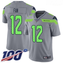 Seattle Seahawks 12 Fan Gray Stitched Football Limited Inverted Legend 100th Season Jersey