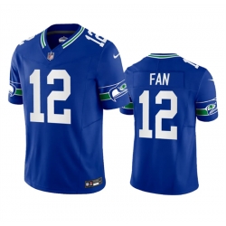 Seattle Seahawks 12 Fan Royal 2023 F U S E Vapor Limited Throwback Stitched Jersey