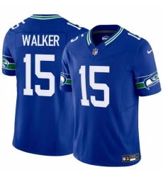 Seattle Seahawks 15 P J Walker Royal 2024 F U S E Throwback Vapor Limited Stitched Football Jersey