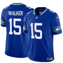 Seattle Seahawks 15 P J Walker Royal 2024 F U S E Throwback Vapor Limited Stitched Football Jersey