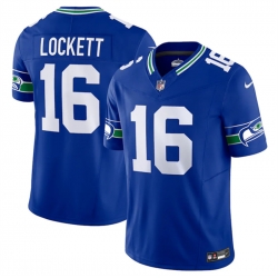 Seattle Seahawks 16 Tyler Lockett Royal 2023 F U S E Vapor Limited Throwback Stitched Jersey