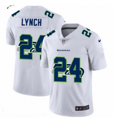 Seattle Seahawks 24 Marshawn Lynch White Team Logo Dual Overlap Limited NFL Jersey