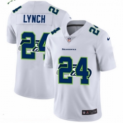 Seattle Seahawks 24 Marshawn Lynch White Team Logo Dual Overlap Limited NFL Jersey