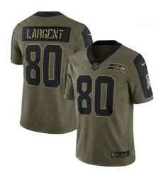 Seattle Seahawks 80 Steve Largent Olive 2021 Salute To Service Retired Player Limited Jersey