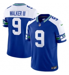 Seattle Seahawks 9 Kenneth Walker III Royal 2023 F U S E Throwback Vapor Limited Stitched Football Jersey