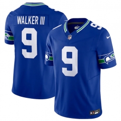 Seattle Seahawks 9 Kenneth Walker III Royal 2023 F U S E Vapor Limited Throwback Stitched Jersey