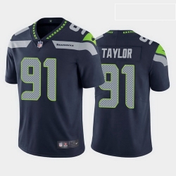Seattle Seahawks 91 Darrell Taylor Navy Vapor Limited jersey