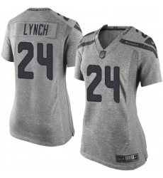 Women's Seattle Seahawks 24 Marshawn Lynch Limited Gray Gridiron NFL Jersey