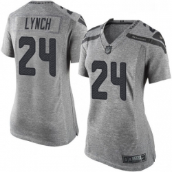 Women's Seattle Seahawks 24 Marshawn Lynch Limited Gray Gridiron NFL Jersey