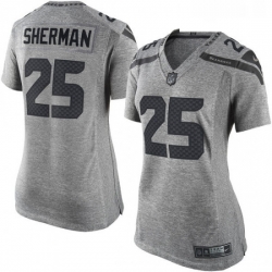 Women's Seattle Seahawks 25 Richard Sherman Limited Gray Gridiron NFL Jersey