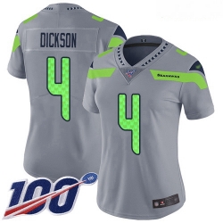 Women's Seattle Seahawks #4 Michael Dickson Silver Stitched Football Limited Inverted Legend 100th Season Jersey