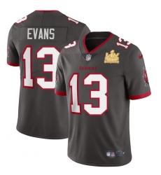 Tampa Bay Buccaneers 13 Mike Evans Super Bowl LV Champions Patch Pewter Alternate Vapor Limited Jersey