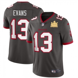 Tampa Bay Buccaneers 13 Mike Evans Super Bowl LV Champions Patch Pewter Alternate Vapor Limited Jersey