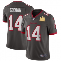 Tampa Bay Buccaneers 14 Chris Godwin Super Bowl LV Champions Patch Pewter Alternate Vapor Limited Jersey
