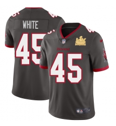 Tampa Bay Buccaneers 45 Devin White Super Bowl LV Champions Patch Pewter Alternate Vapor Limited Jersey
