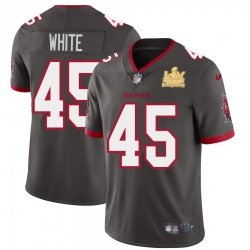 Tampa Bay Buccaneers 45 Devin White Super Bowl LV Champions Patch Pewter Alternate Vapor Limited Jersey