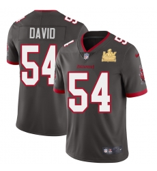 Tampa Bay Buccaneers 54 Lavonte David Super Bowl LV Champions Patch Pewter Alternate Vapor Limited Jersey