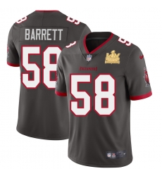 Tampa Bay Buccaneers 58 Shaquil Barrett Super Bowl LV Champions Patch Pewter Alternate Vapor Limited Jersey