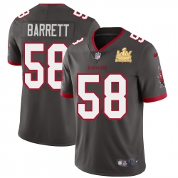 Tampa Bay Buccaneers 58 Shaquil Barrett Super Bowl LV Champions Patch Pewter Alternate Vapor Limited Jersey