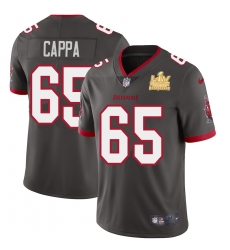 Tampa Bay Buccaneers 65 Alex Cappa Super Bowl LV Champions Patch Pewter Alternate Vapor Limited Jersey