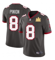 Tampa Bay Buccaneers 8 Bradley Pinion Super Bowl LV Champions Patch Pewter Alternate Vapor Limited Jersey Tampa Bay Buccaneers 8 Bradley Pinion Super Bowl LV Champions Patch Pewter Alternate Vapor Limited Jersey