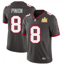 Tampa Bay Buccaneers 8 Bradley Pinion Super Bowl LV Champions Patch Pewter Alternate Vapor Limited Jersey