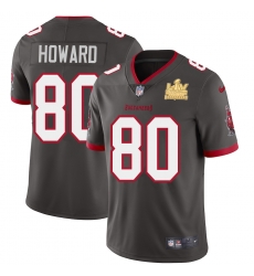 Tampa Bay Buccaneers 80 O J Howard Super Bowl LV Champions Patch Pewter Alternate Vapor Limited Jersey