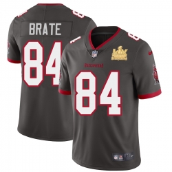 Tampa Bay Buccaneers 84 Cameron Brate Super Bowl LV Champions Patch Pewter Alternate Vapor Limited Jersey