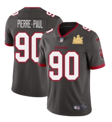 Tampa Bay Buccaneers 90 Jason Pierre Paul Super Bowl LV Champions Patch Pewter Alternate Vapor Limited Jersey