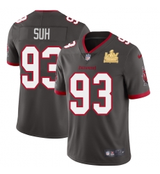 Tampa Bay Buccaneers 93 Ndamukong Suh Super Bowl LV Champions Patch Pewter Alternate Vapor Limited Jersey