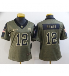 Women's Tampa Bay Buccaneers #12 Tom Brady Olive 2021 Salute To Service Limited Player Jersey