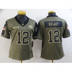 Women's Tampa Bay Buccaneers #12 Tom Brady Olive 2021 Salute To Service Limited Player Jersey