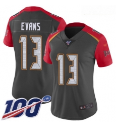 Women's Tampa Bay Buccaneers #13 Mike Evans Gray Stitched Football Limited Inverted Legend 100th Season Jersey