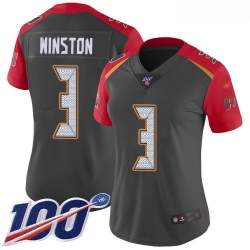 Women's Tampa Bay Buccaneers #3 Jameis Winston Gray Stitched Football Limited Inverted Legend 100th Season Jersey
