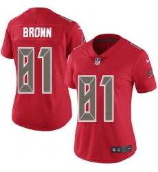 Women's Tampa Bay Buccaneers 81 Antonio Brown Red Stitched NFL Limited Rush Jersey