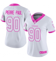 Women's Tampa Bay Buccaneers #90 Jason Pierre Paul White Pink Stitched NFL Limited Rush Fashion Jersey