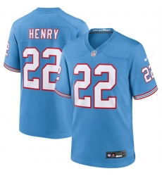 Tennessee Titans 22 Derrick Henry Light Blue Throwback Player Stitched Game Jersey