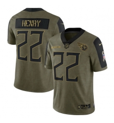 Tennessee Titans 22 Derrick Henry Olive 2021 Salute To Service Limited Player Jersey